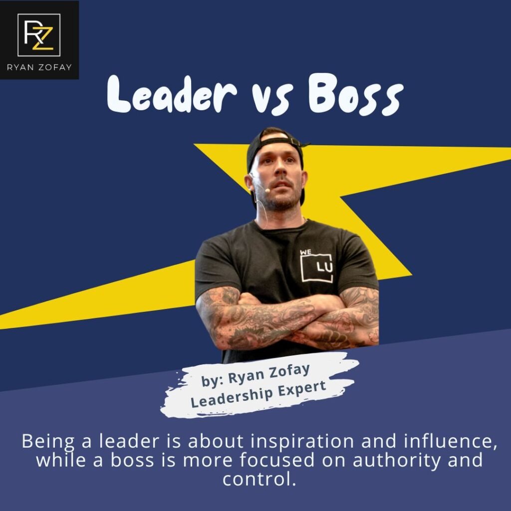 Boss vs Leader is all about inspiration and influence when leading vs focus on authority and control as a boss.