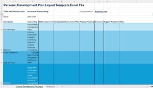 Free personal development plan layout template excel file download