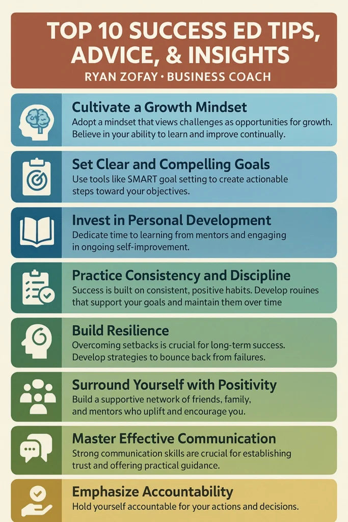 Uncover the top 10 Success Ed tips, advice, & insights from Ryan Zofay, business coach.