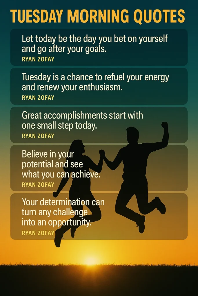 Enjoy Ryan Zofay's Tuesday morning quotes for Tuesday motivation. Boost your Tuesday work motivation with inspiring Tuesday day quotes.