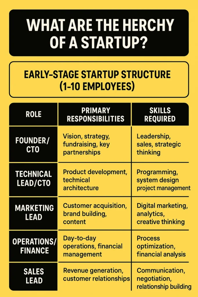 What are the hierarchy of a startup​ roles? And how to build a startup team, read on for more.