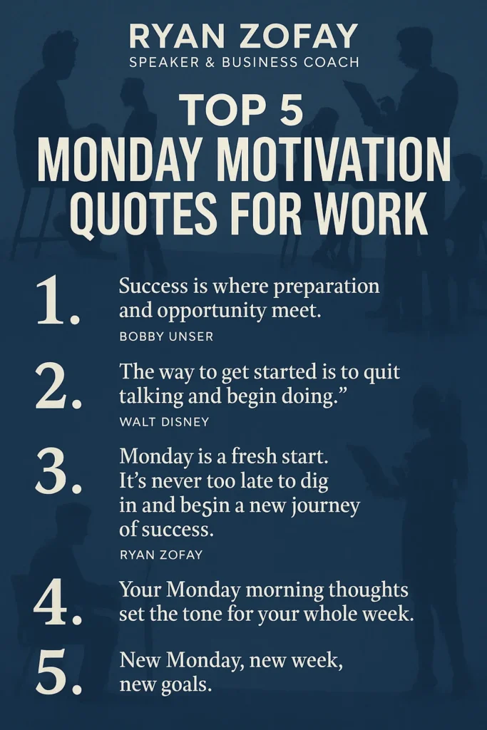 My top 5 motivational quotes for the work​ week.