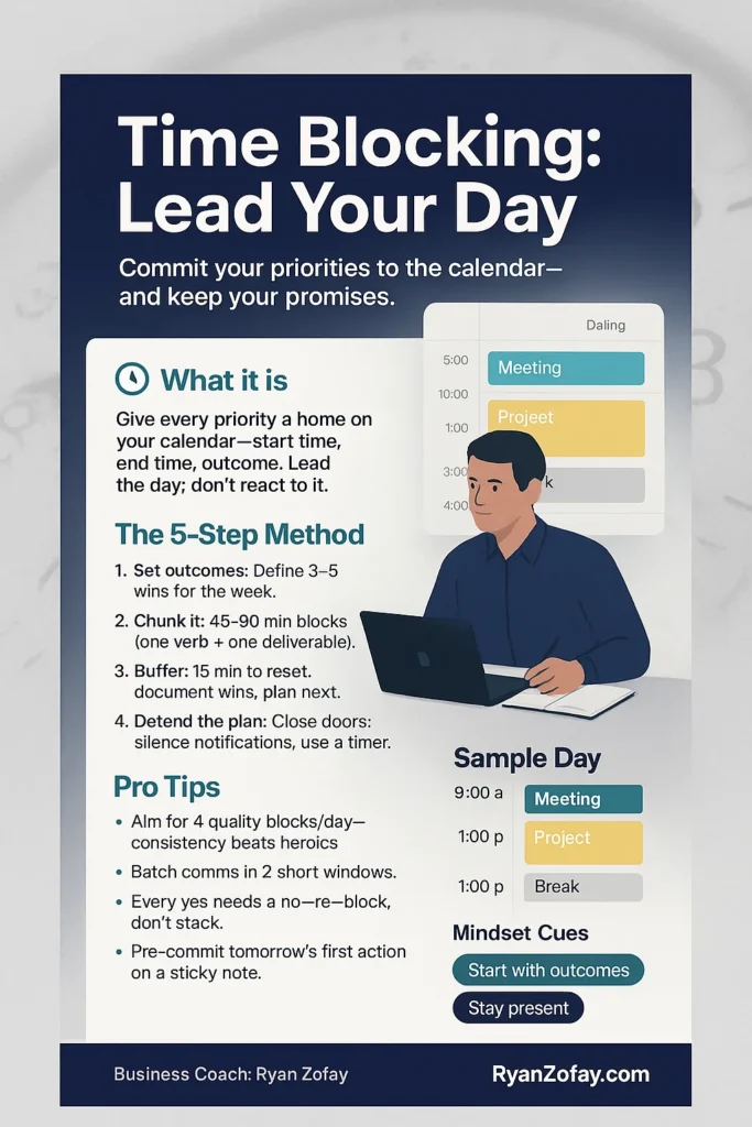 Discover what is time blocking? Get time blocking advice, tips, and strategies to reach your goals, keep your promises, and lead your day toward success.